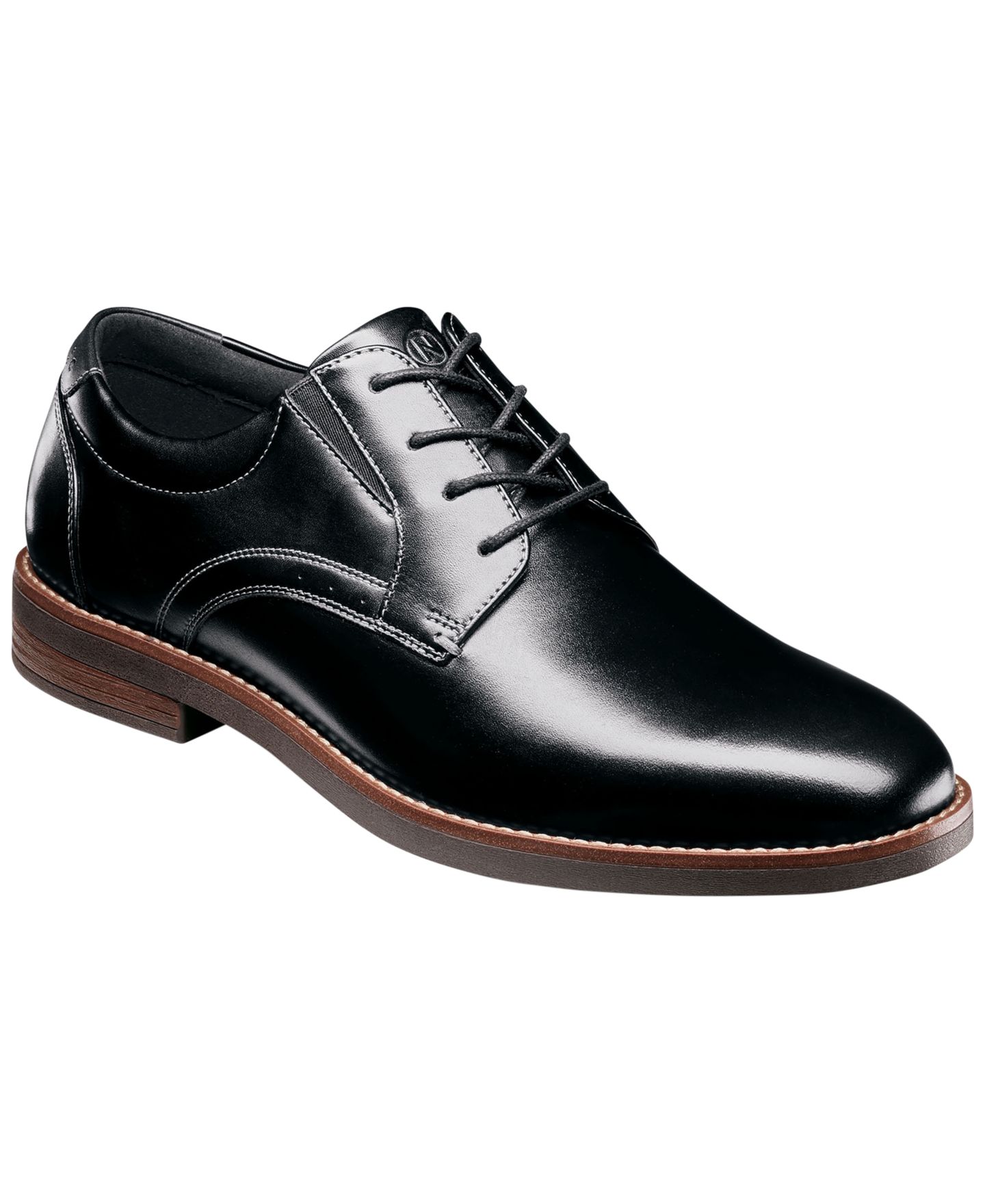 Мужские туфли Nunn Bush Fitz Flex Plain-Toe Oxfords, цвет: Чёрный — фото 1