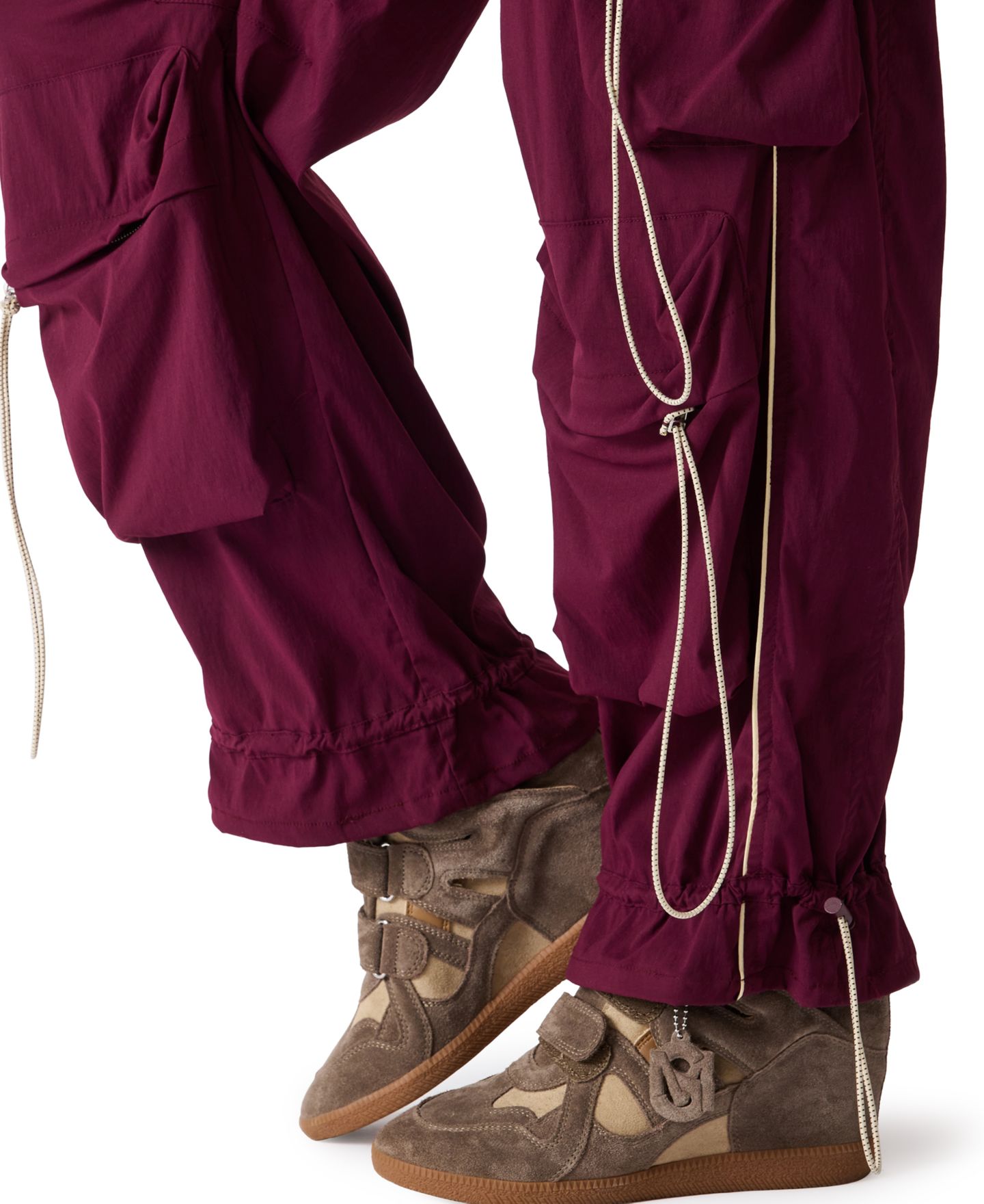 Женские брюки Steve Madden Jacey Cargo Wide-Leg Mid-Rise, цвет: Глубокий инжирный — фото 4