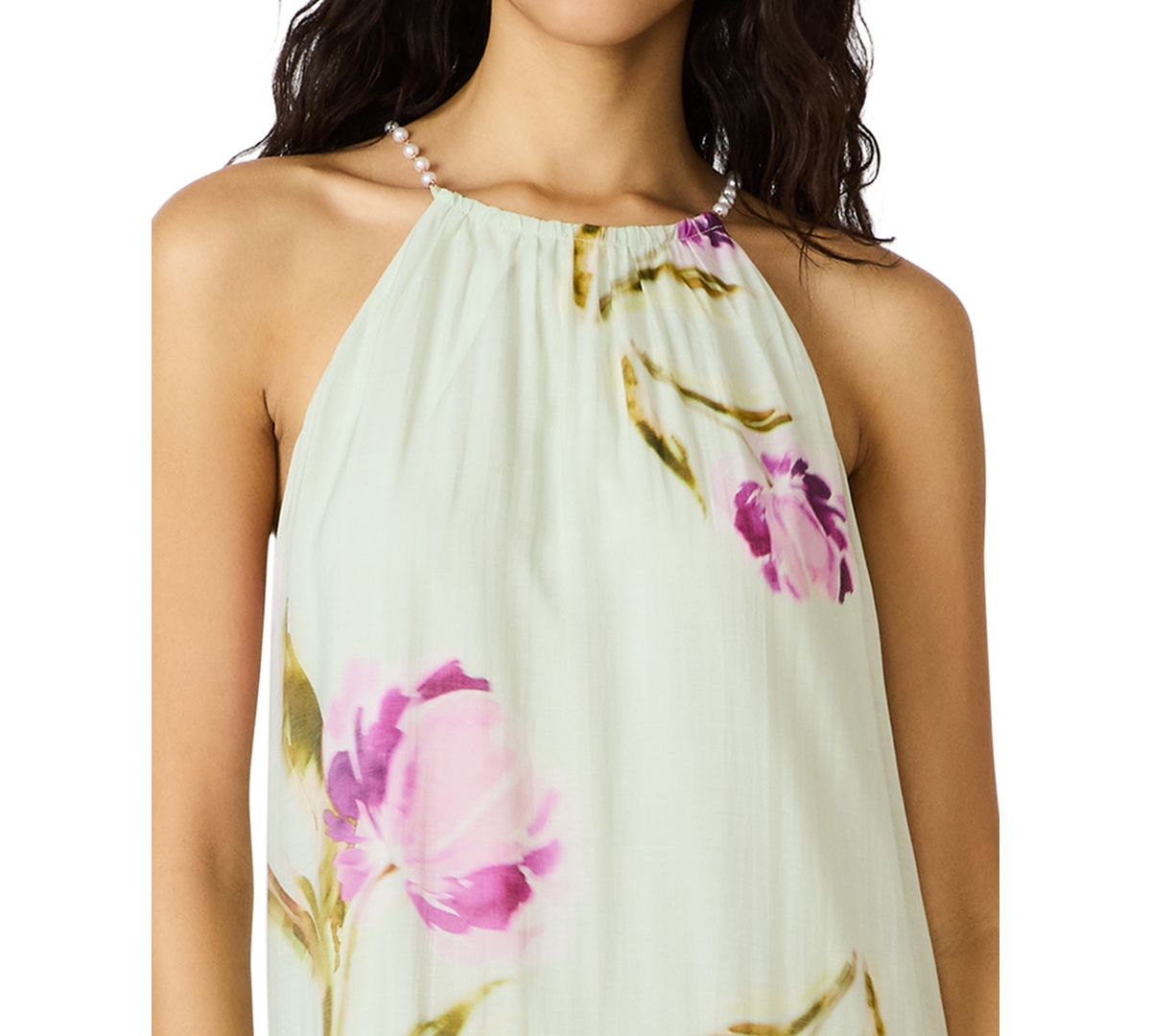 Steve Madden Juniors' Jamie Floral-Print Halter Tiered Dress