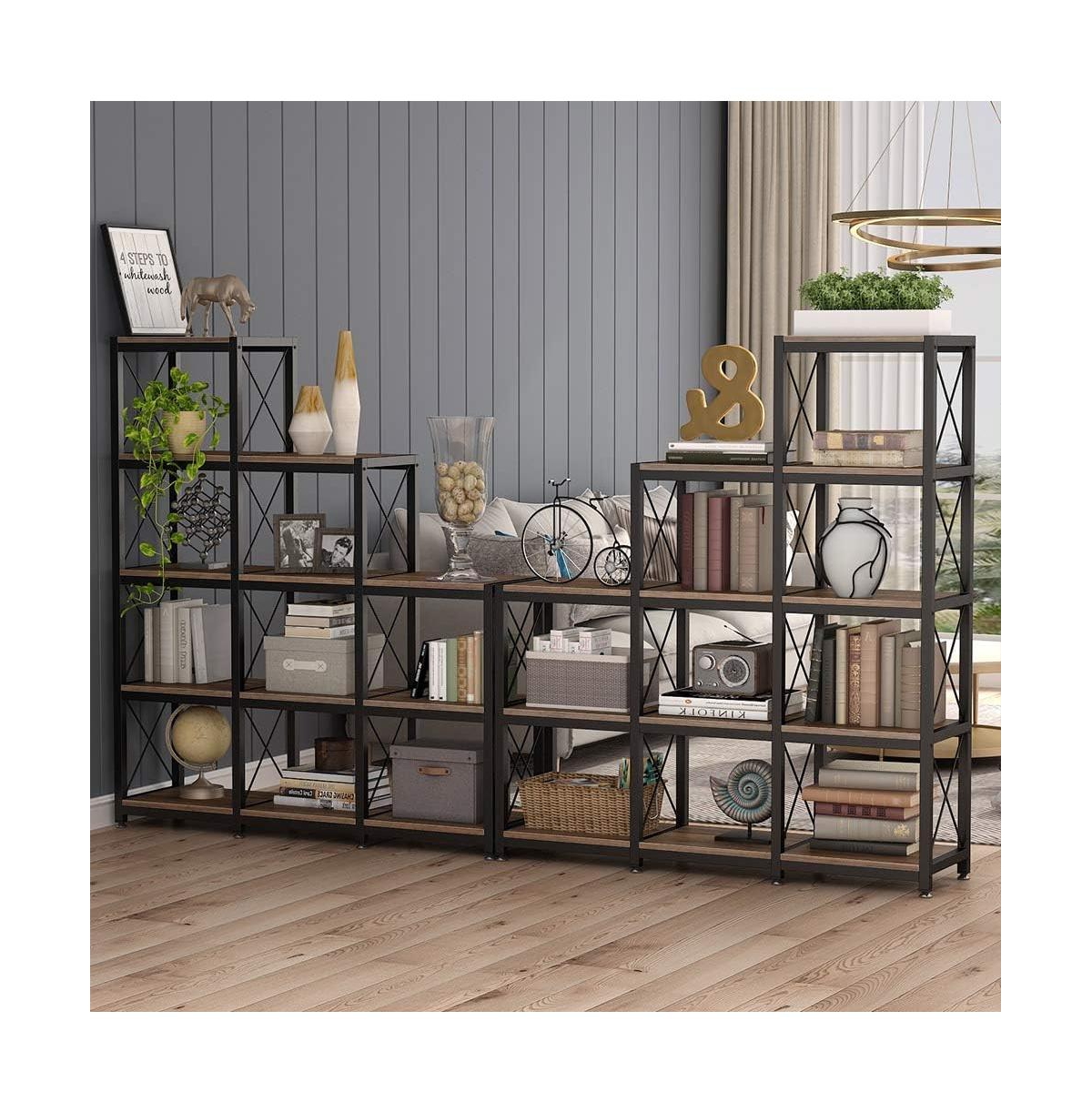 Tribesigns 12-Shelf Ladder Bookshelf with 9 Cubes