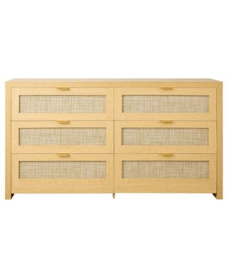 6 Drawer Rattan Dresser with Storage for Bedroom and Hallway