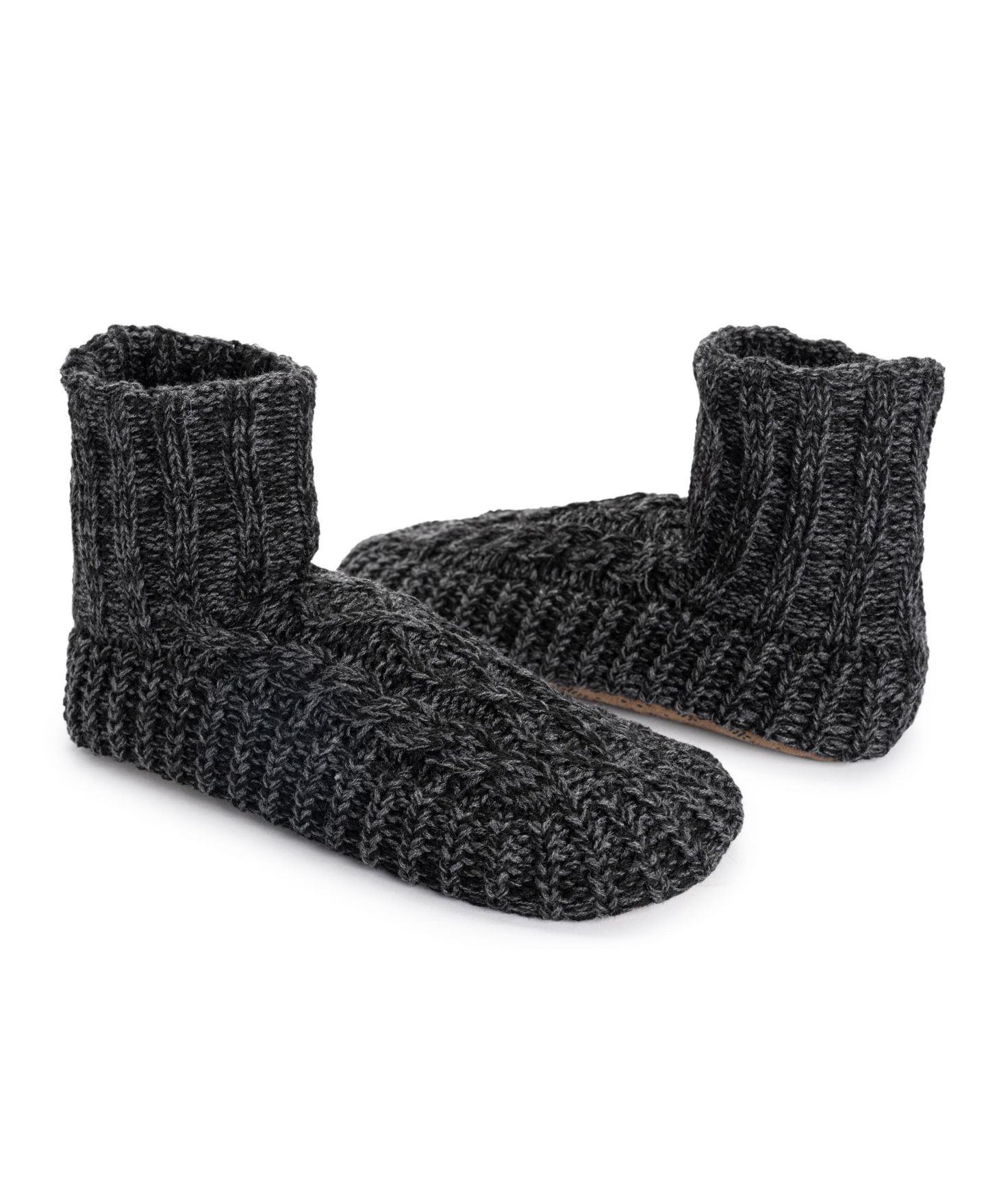 Мужские тапочки MUK LUKS Cabled Boot Acrylic Slippers, цвет: Эбеновый / Серый — фото 9