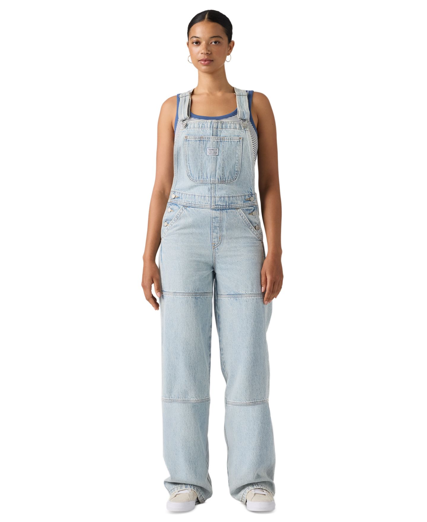 Женский комбинезон Levi's Utility Overall Wide-Leg Denim Overalls, цвет: Серо-бежевый — фото 1