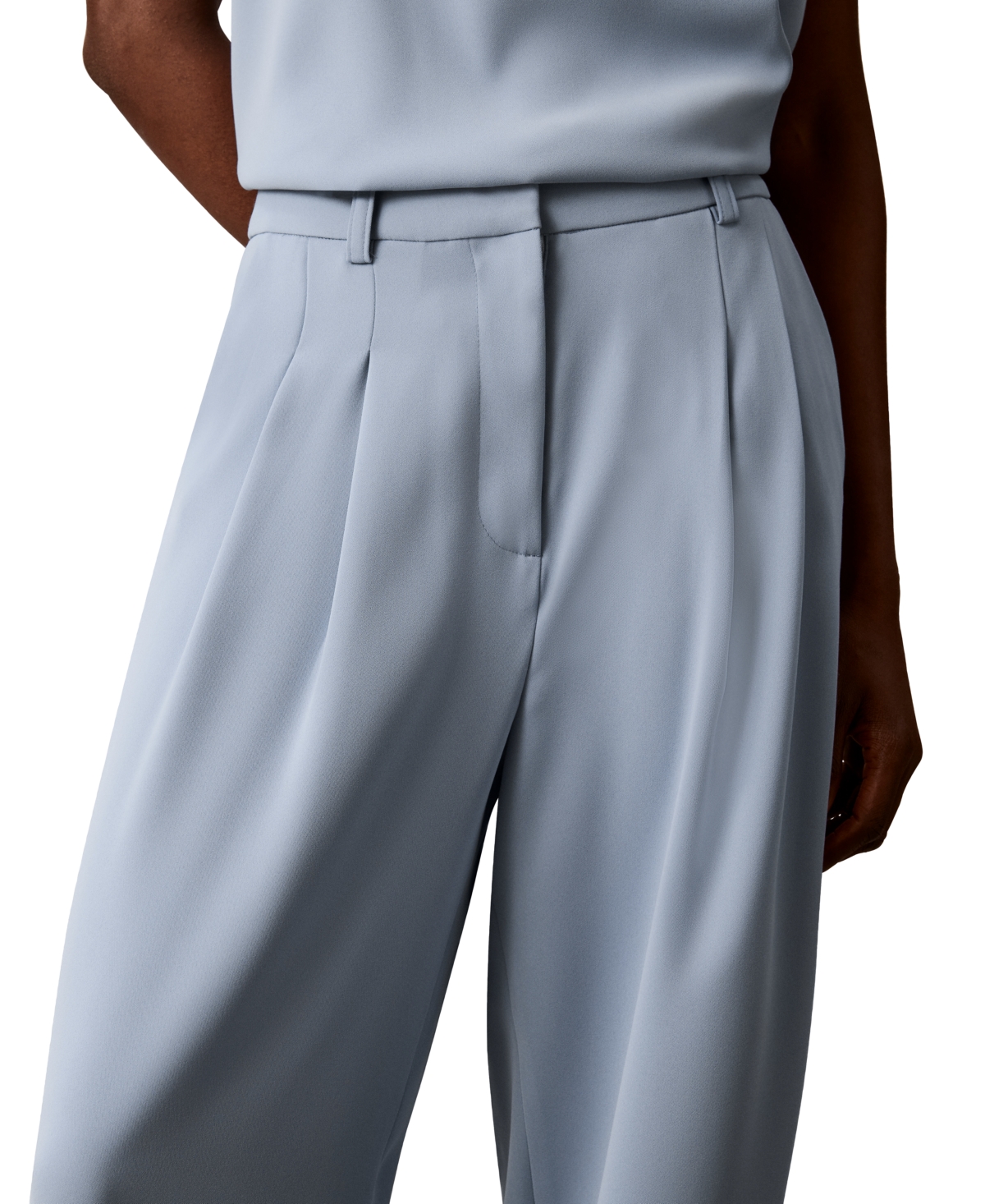 Calvin Klein Women's High-Rise Double-Pleat Wide-Leg Pants