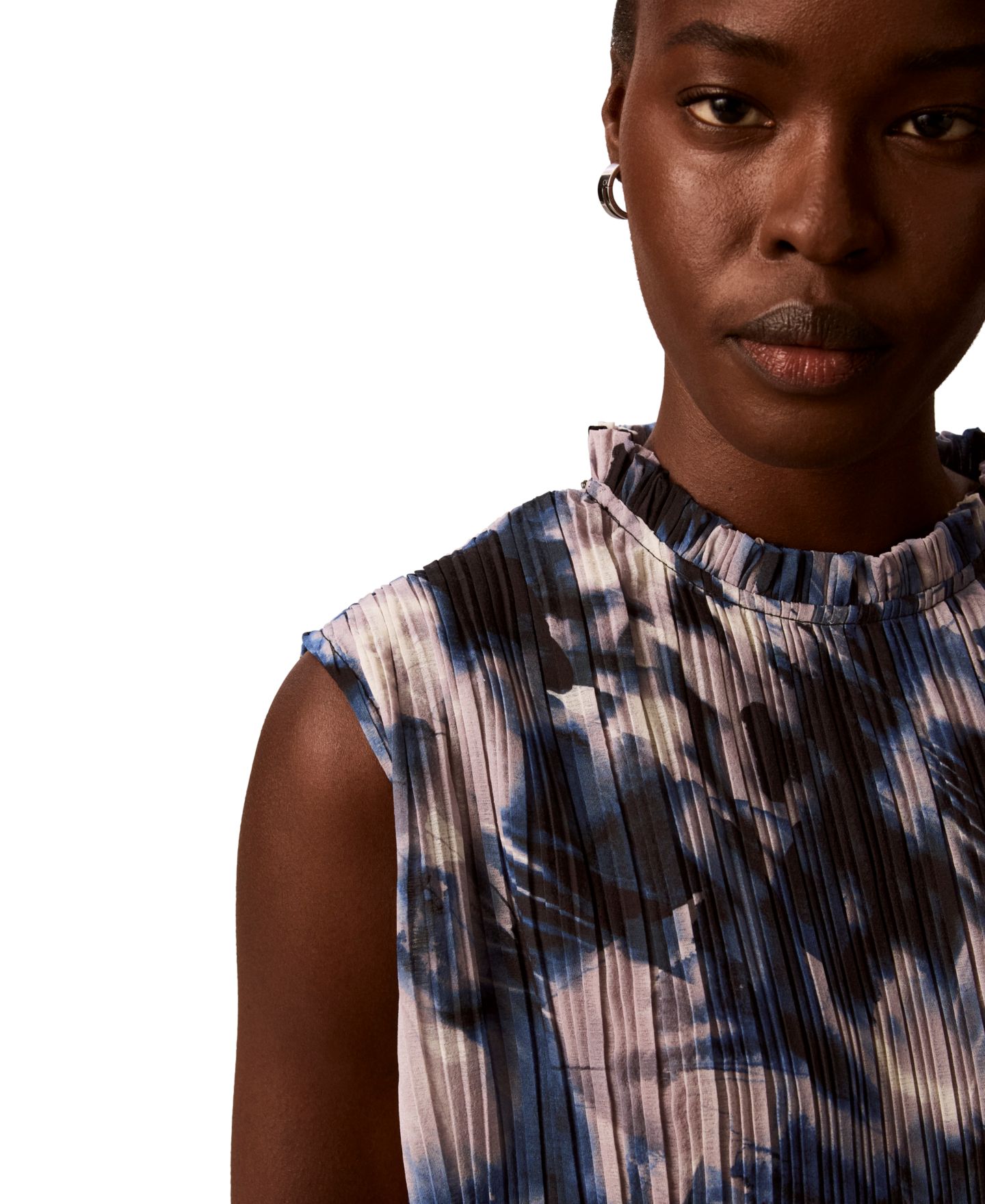 Женская блузка Calvin Klein Mock Neck Sleeveless Printed, цвет: Синий разноцветный — фото 4