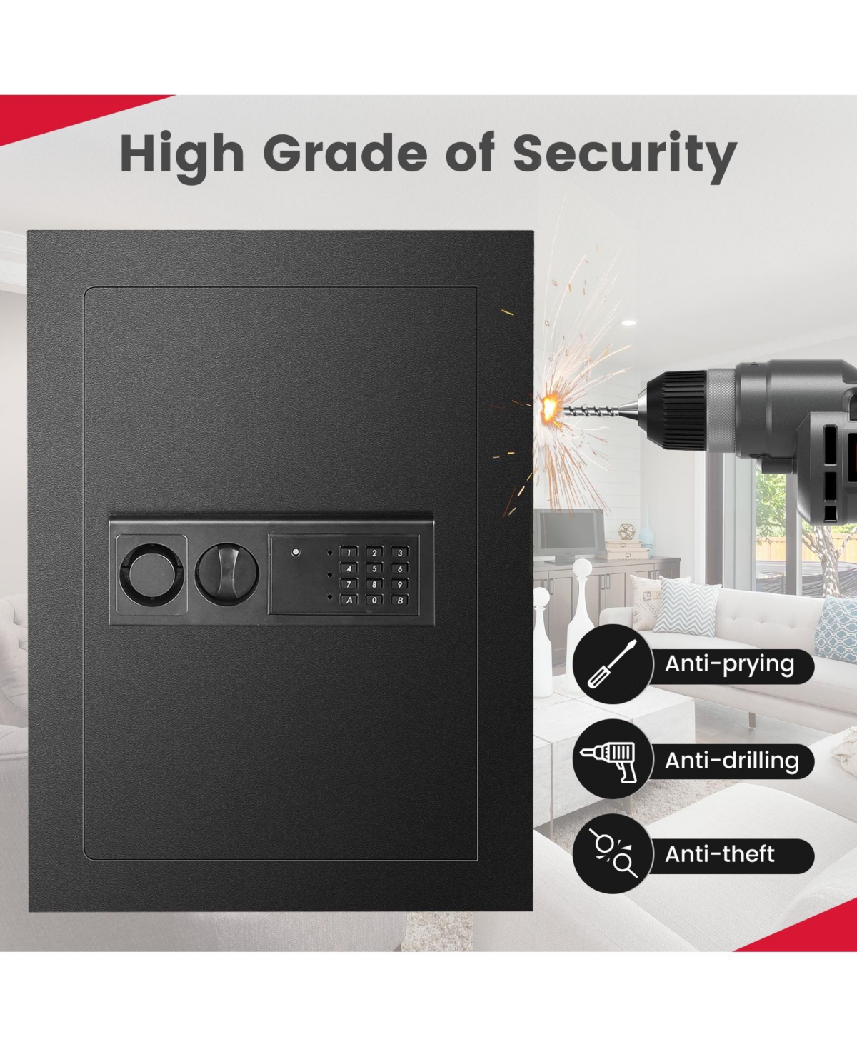 Sugift Digital Recessed Wall Safe Security Lock Cash Box 22in H x 16in W x 4 1/7in D