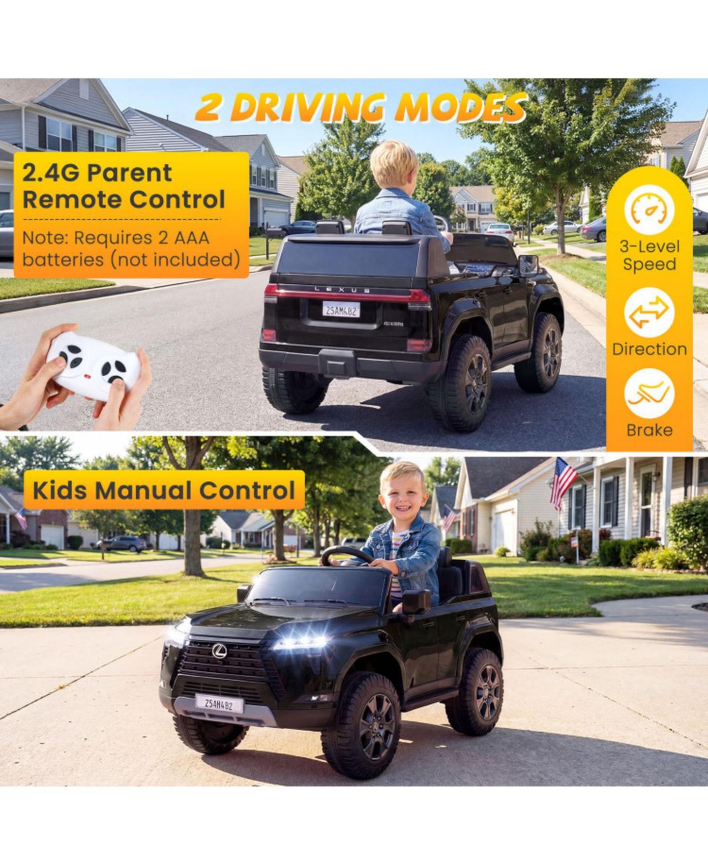 Детская игрушка HONGGE 24V Licensed Kids Ride-On SUV with 4WD Parent Remote and Spring Suspension, цвет: Чёрный — фото 7