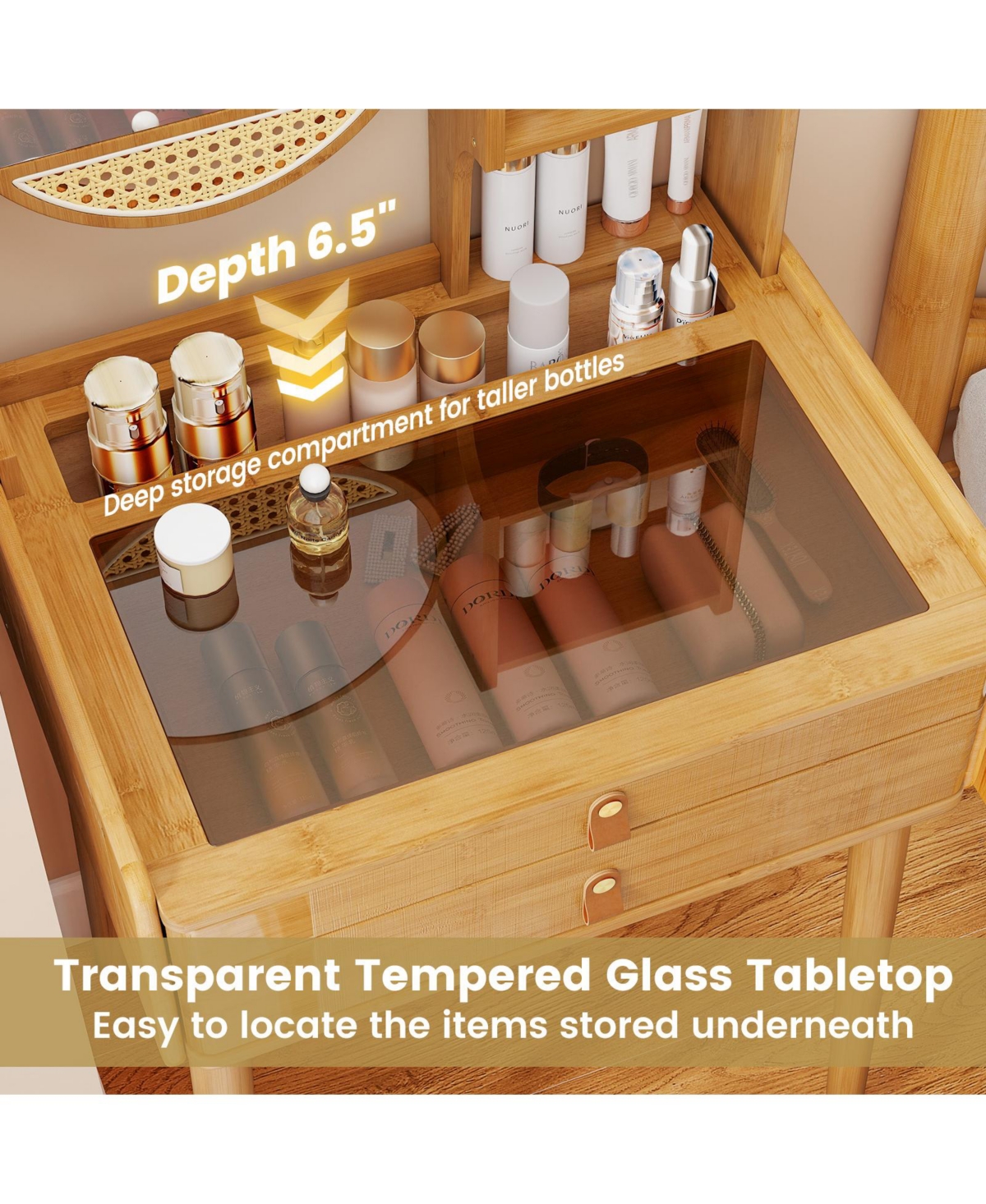 Slickblue Compact Makeup Vanity Table 23.5 Inch with Mirror for Small Spaces