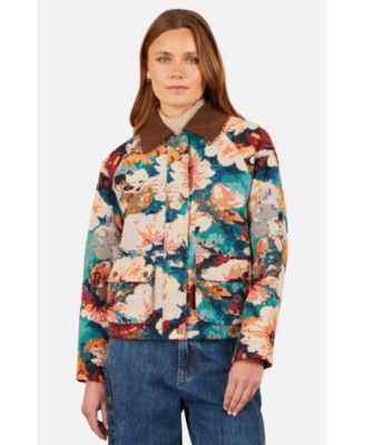 Women's Floral Woven Collared Bomber Jacket