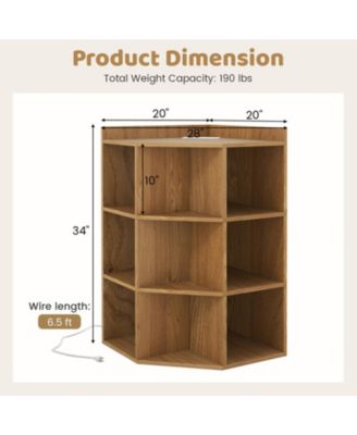 3-Tier Corner Cabinet with 4 AC Outlets and USB Type-C Ports for Bedroom