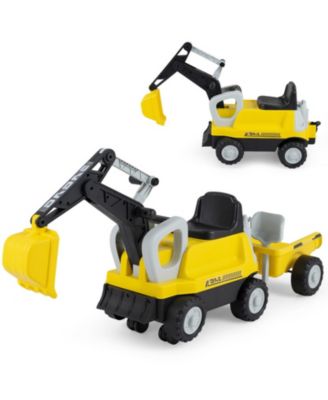 2-In-1 Foot-to-Floor Ride-On Tractor with Digging Arm and Detachable Trailer, 50"L x 13"W x 23"H, 55 lb. Capacity, Ages 3+