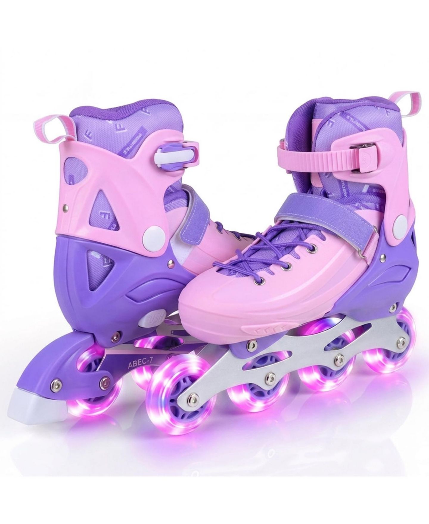 Детские игрушки HONGGE Adjustable Light-Up Kids Inline Skates, Ages 7+, цвет: Фиолетовый — фото 9