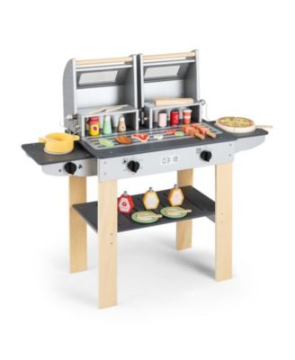 Wooden Barbecue Grill Playset with Grilling Tools and Play Food, Ages 3+