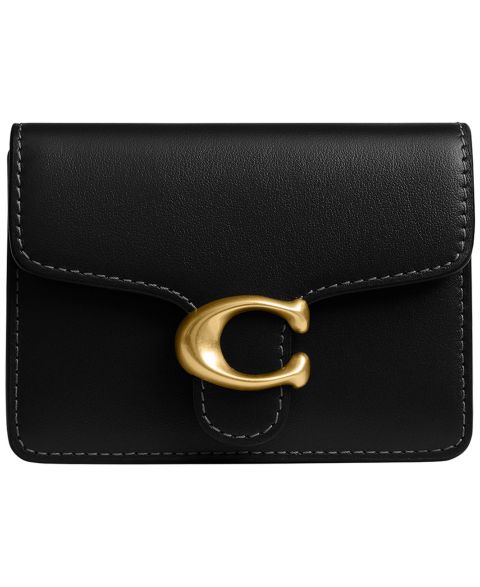 Женский кошелёк COACH Tabby Leather Card Case, цвет: Латунный / Чёрный