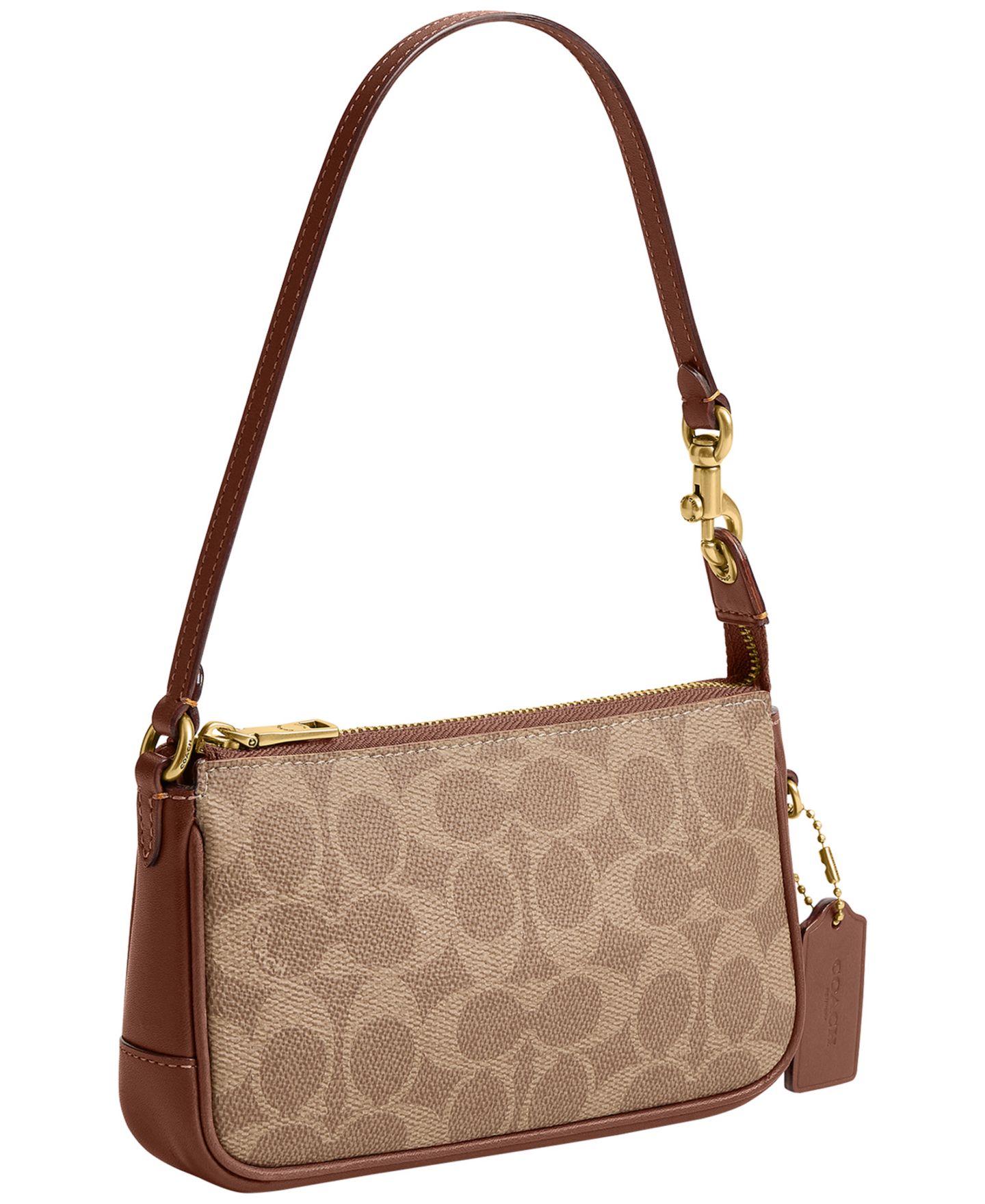 Женская сумка COACH Plaza Mini Signature UpcraftedLeather Shoulder 18, цвет: Латунный / Рыжевато-коричневый коричневый — фото 3