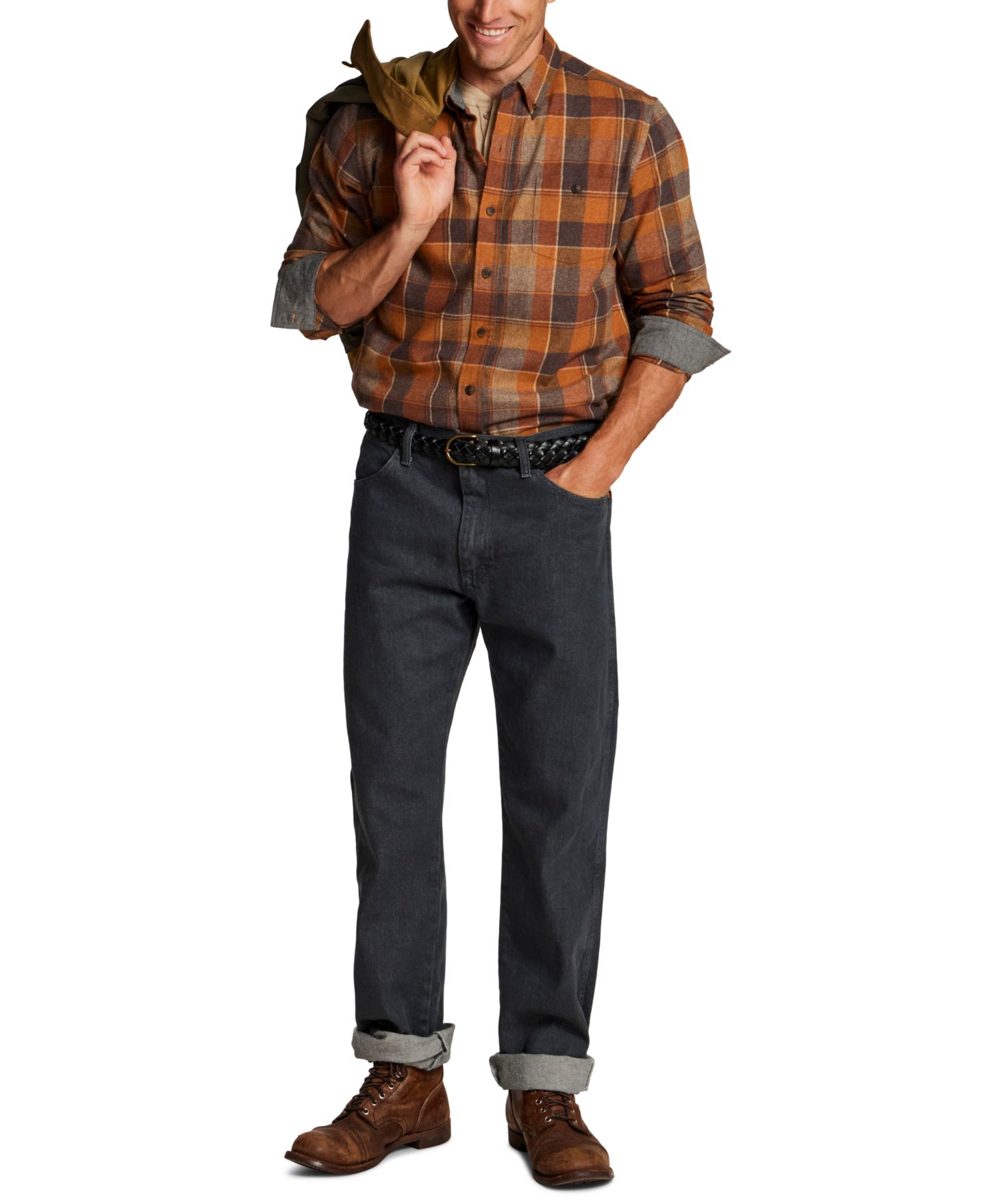 Мужская рубашка Weatherproof Vintage Button-Front Flannel, цвет: Карамельный золотой — фото 3