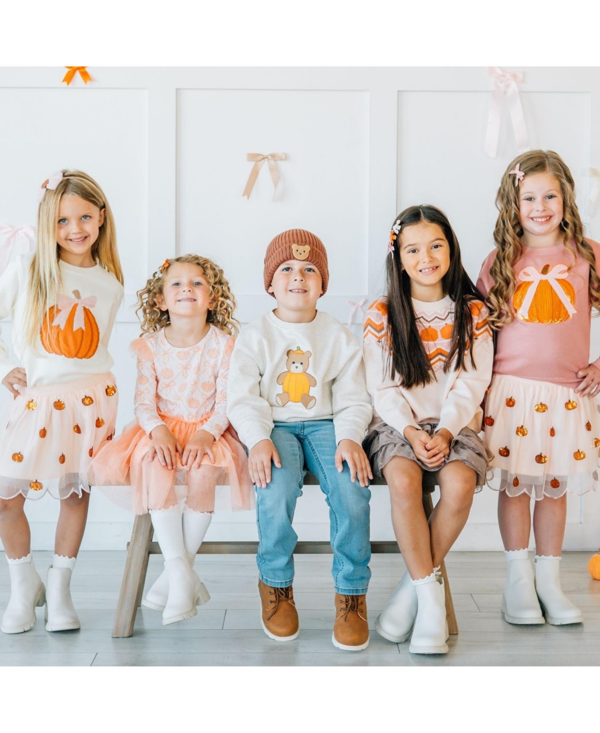 Sweet Wink Little Boys (5-8) Pumpkin Teddy Bear Patch Sweatshirt