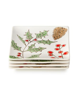 Festive Blooms Canape Plates, Set of 4