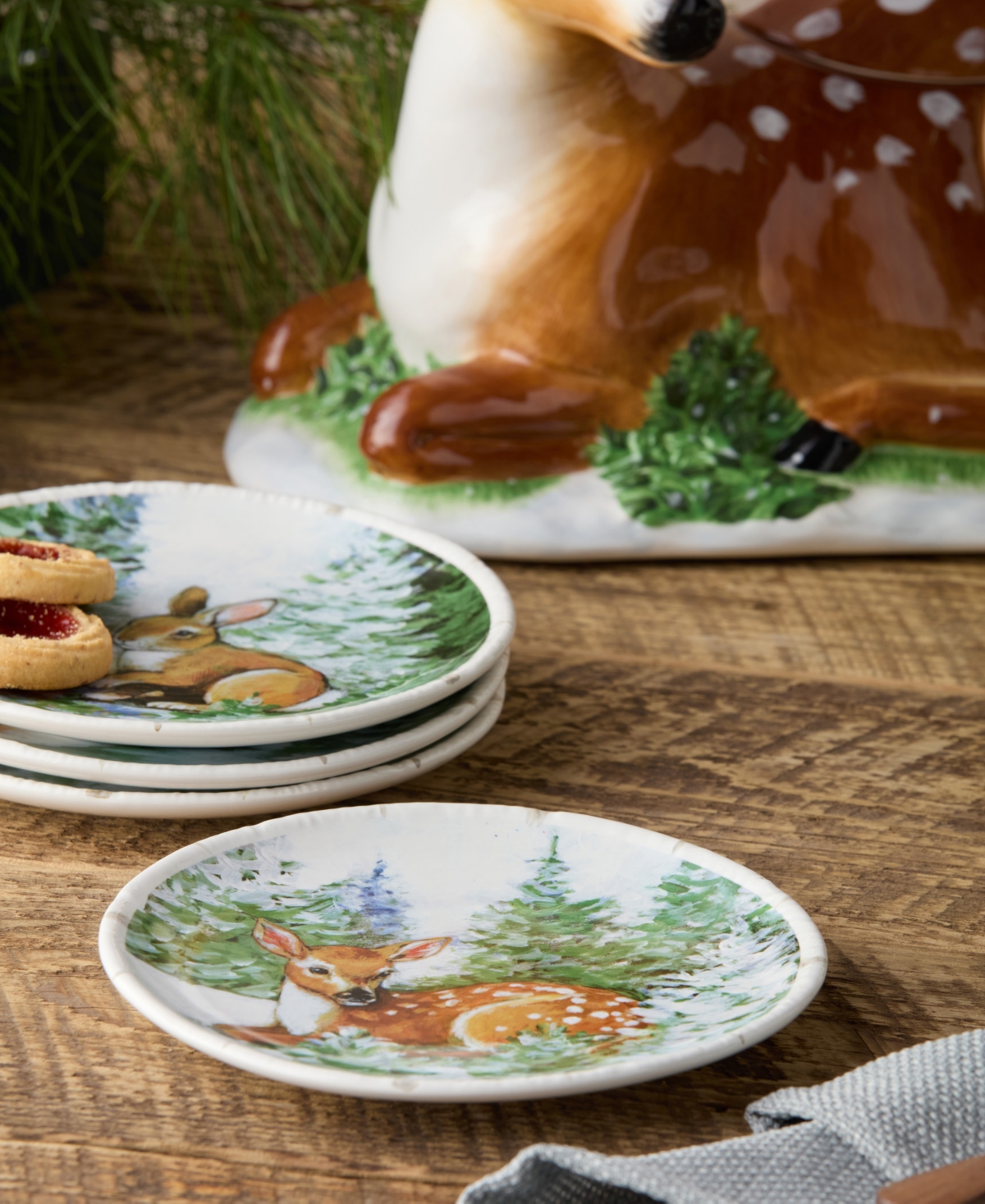 Certified International Winter Cabin Canape Plates, Set of 4