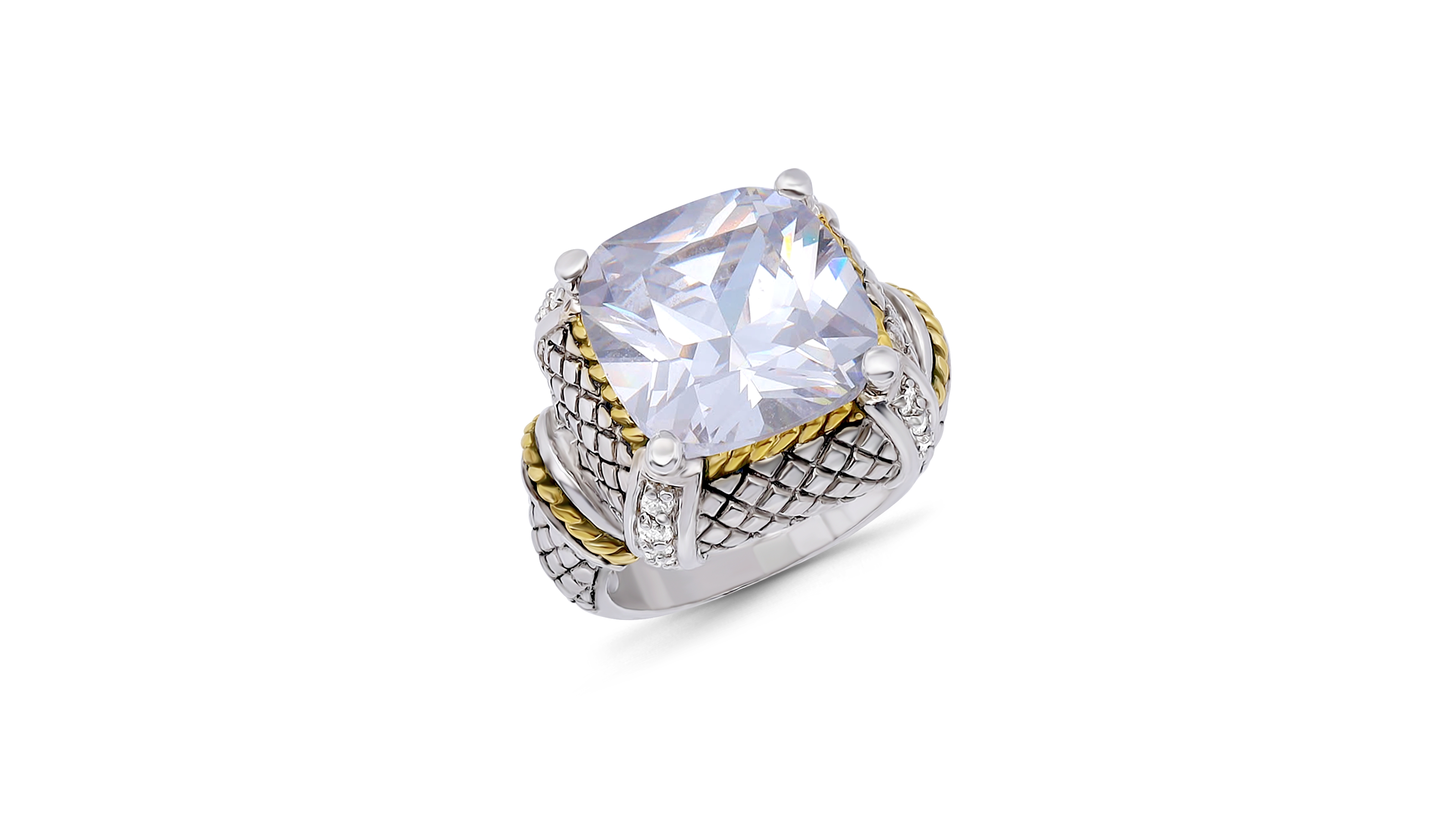 Macy's Cushion Cut Cubic Zirconia Oxidized Accents Statement Ring
