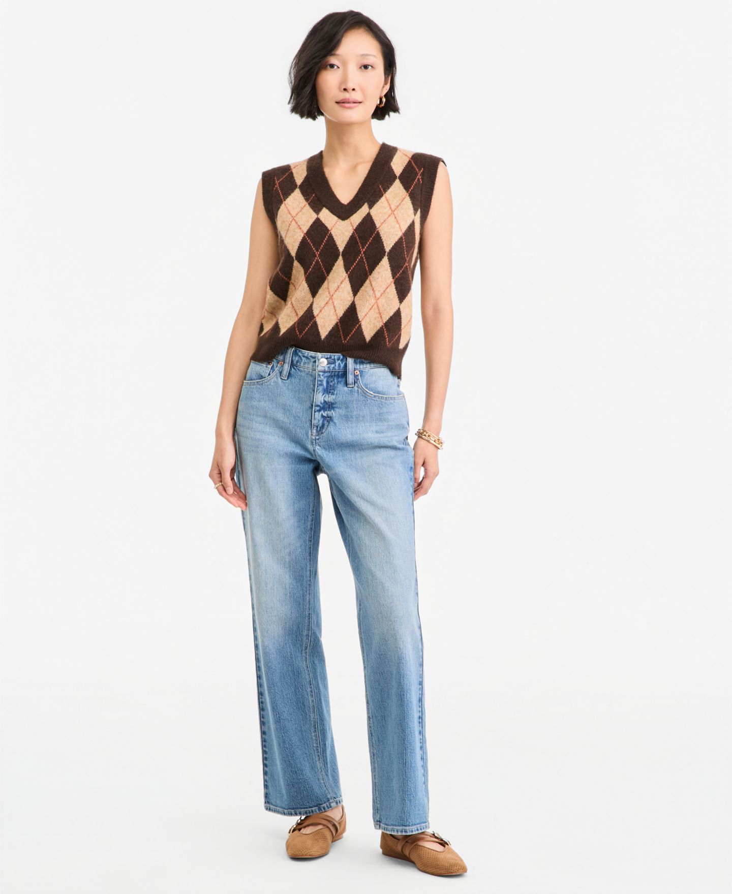 Женский жилет On 34th Argyle V-Neck Sleeveless Sweater Vest, цвет: Ganache — фото 3