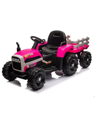 24V Kids Electric Ride On Tractor with Trailer, Remote Control, 3 Speed, Ages 3+
