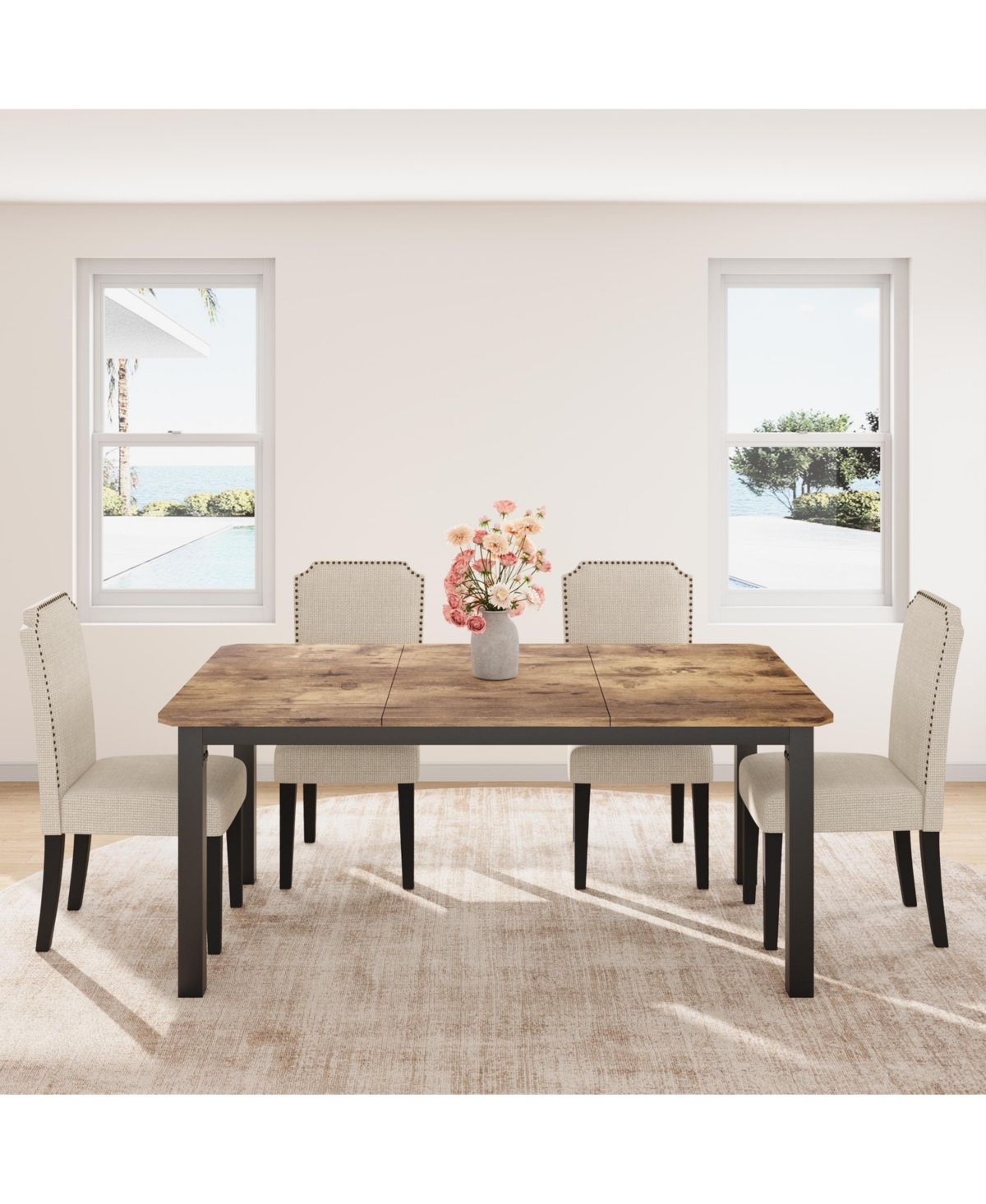 gaomon 63" Industrial Dining Table for 4-6