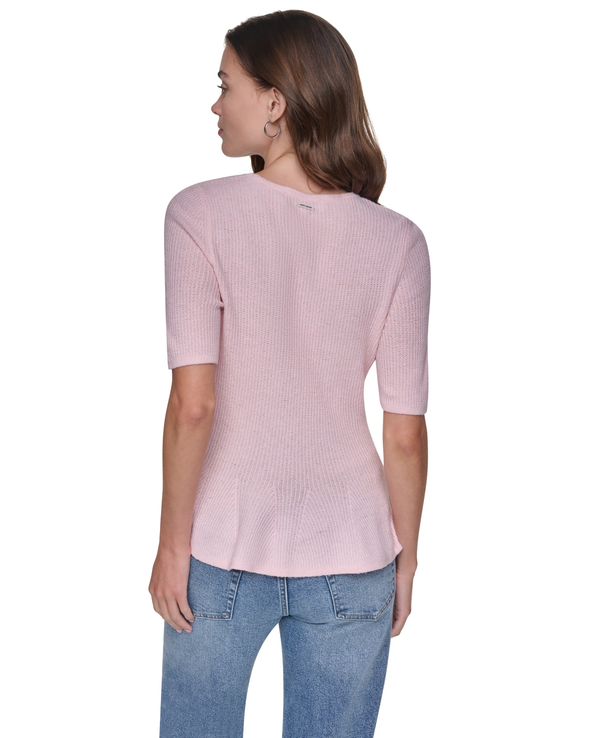 Dkny Jeans Women's Crewneck Elbow-Sleeve Peplum Sweater