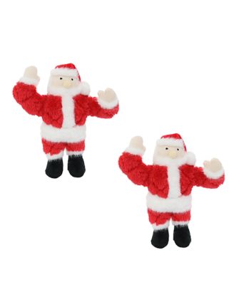 Jr Holiday Santa 2 Pack, Durable Plush Squeaky Dog Toy