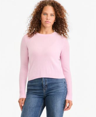 Women's 100% Cashmere Crewneck Shrunken Pullover Sweater