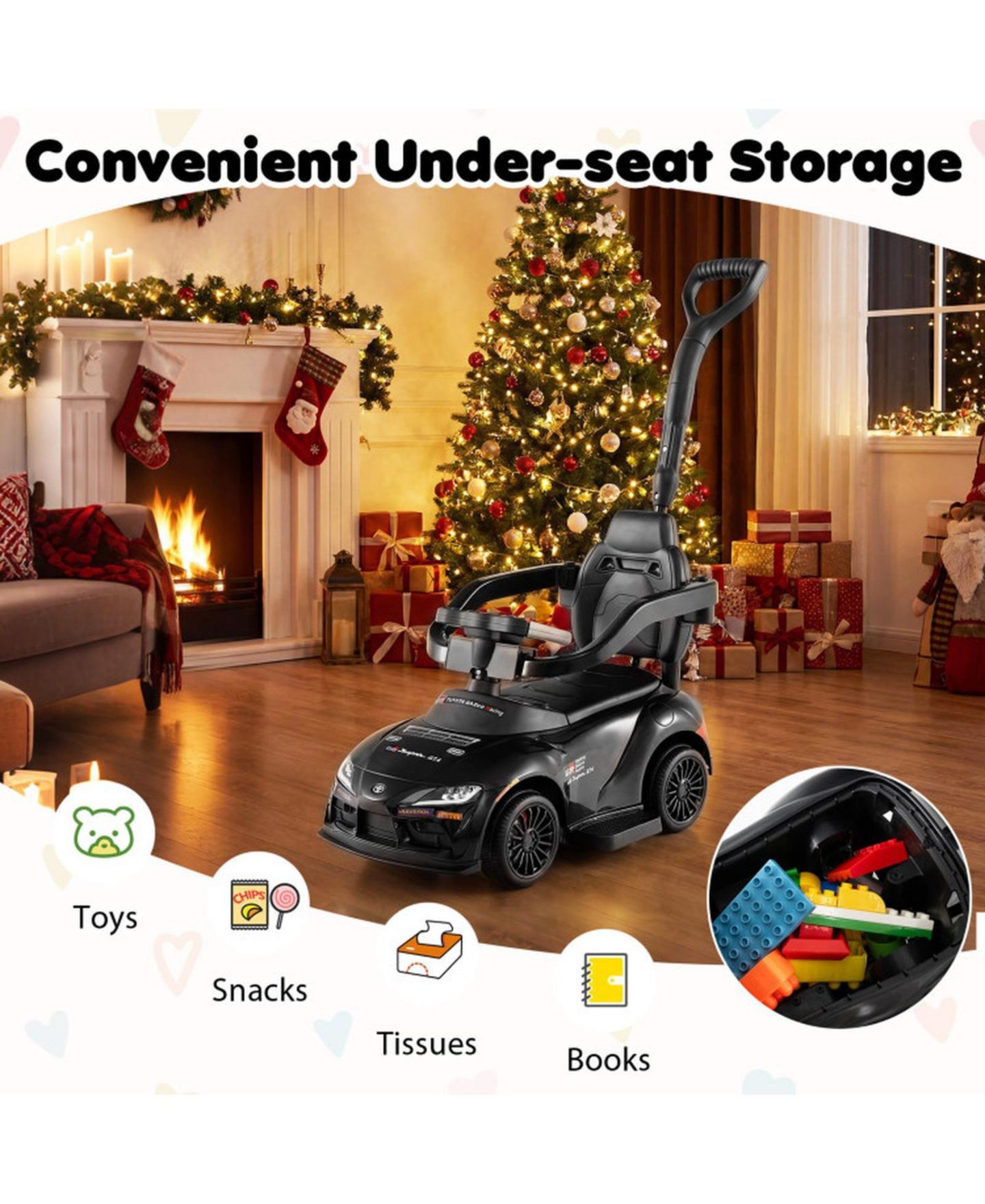 Детская игрушка HONGGE 3-in-1 Toddler Foot-to-Floor Sliding Car Ride-On, 44 lbs. Capacity, Ages 18 Months–5 Years, цвет: Чёрный — фото 6