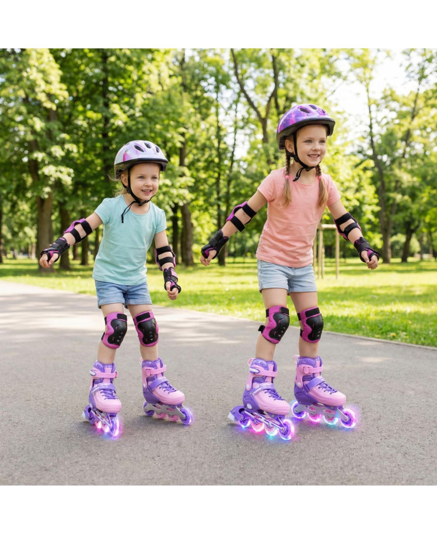 Детские игрушки HONGGE Light-Up Adjustable Inline Skates, Sizes 13.5C-3, Ages 5-7, цвет: Фиолетовый — фото 2