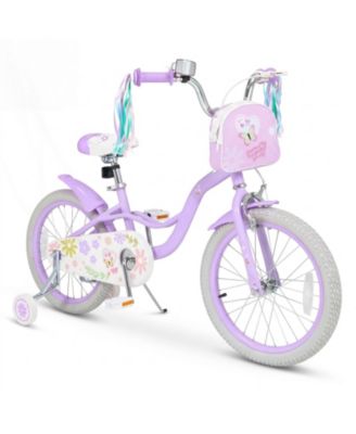 Adjustable 18-Inch Girls Bike with Front Storage Bag