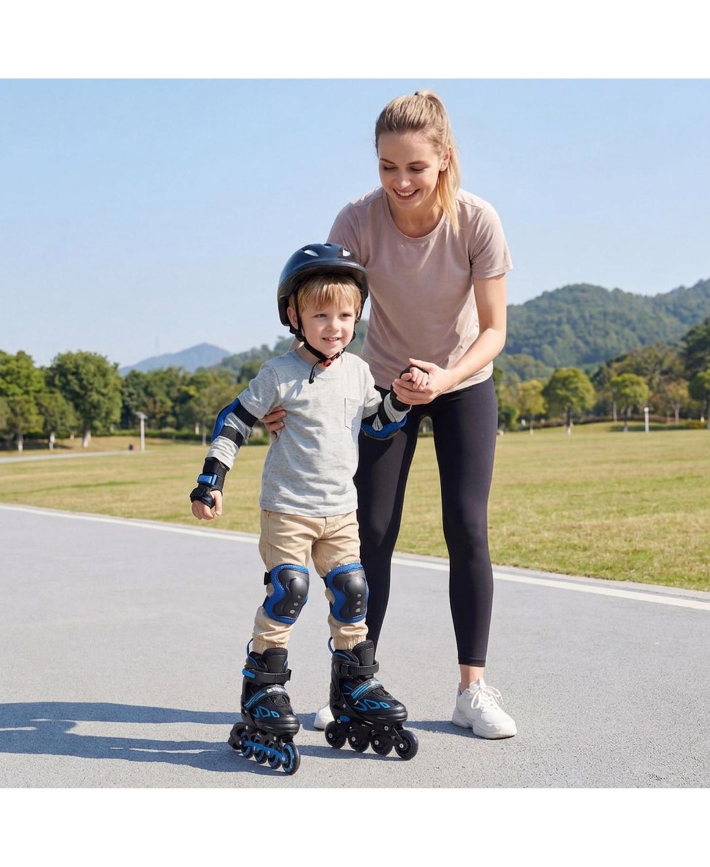 Детские игрушки HONGGE Adjustable Kids Inline Skates, US 10C-13C, Triple Safety Closure, Illuminating Wheels, Ages 5-7, цвет: Чёрный / Синий — фото 9