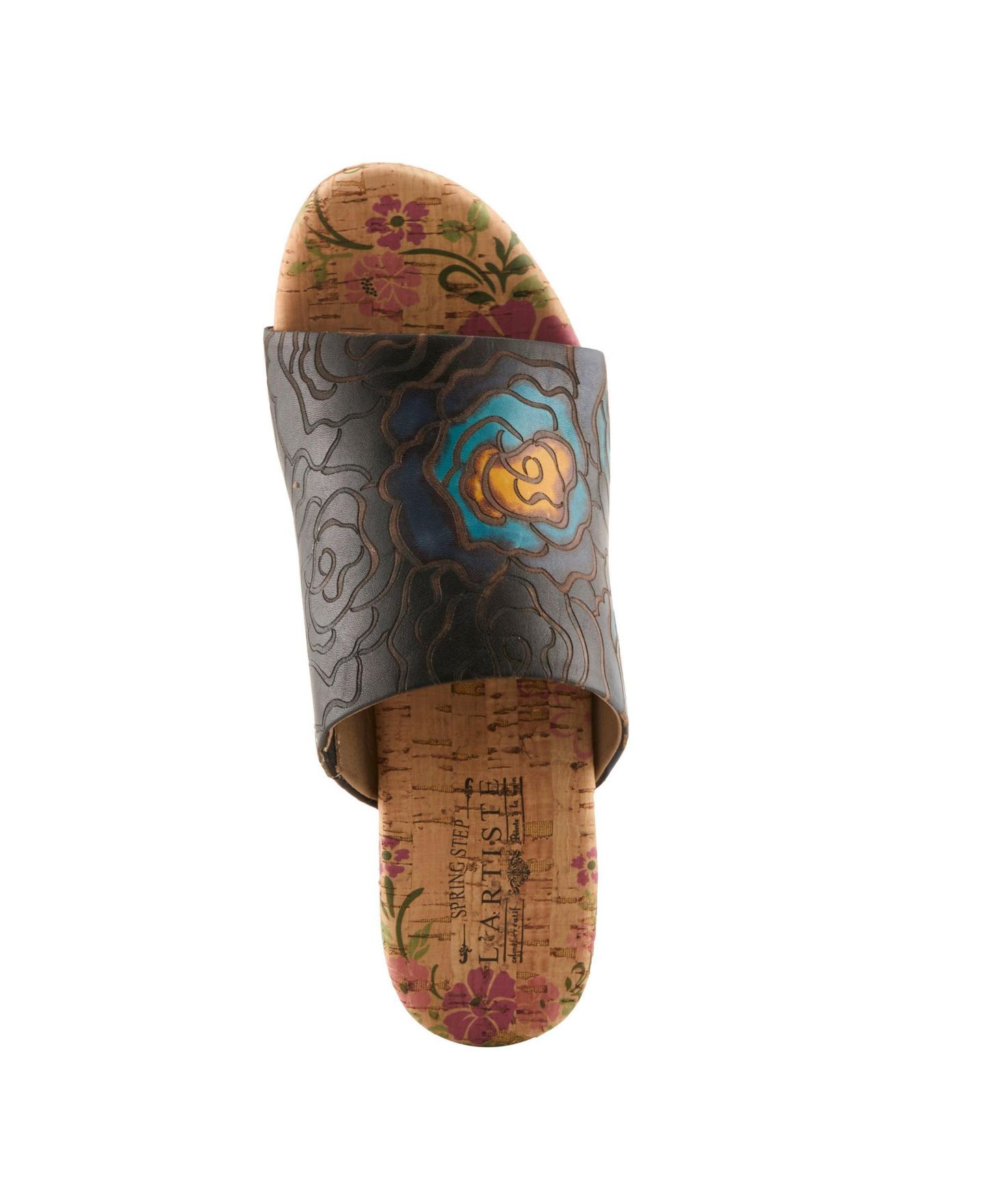 Женские сандалии L'Artiste Niceneasy Slide with Hand-Painted Design, цвет: Чёрный разноцветный — фото 3