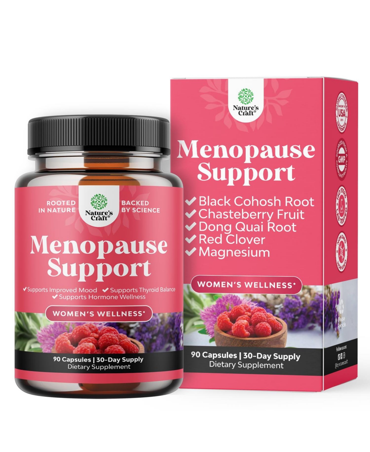 Nature's Craft Menopause Support Capsules, Hormone Balance for Women for Night Sweats Mood, Nature's Craft, 90ct