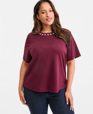 Plus Size Embellished Boxy T-Shirt