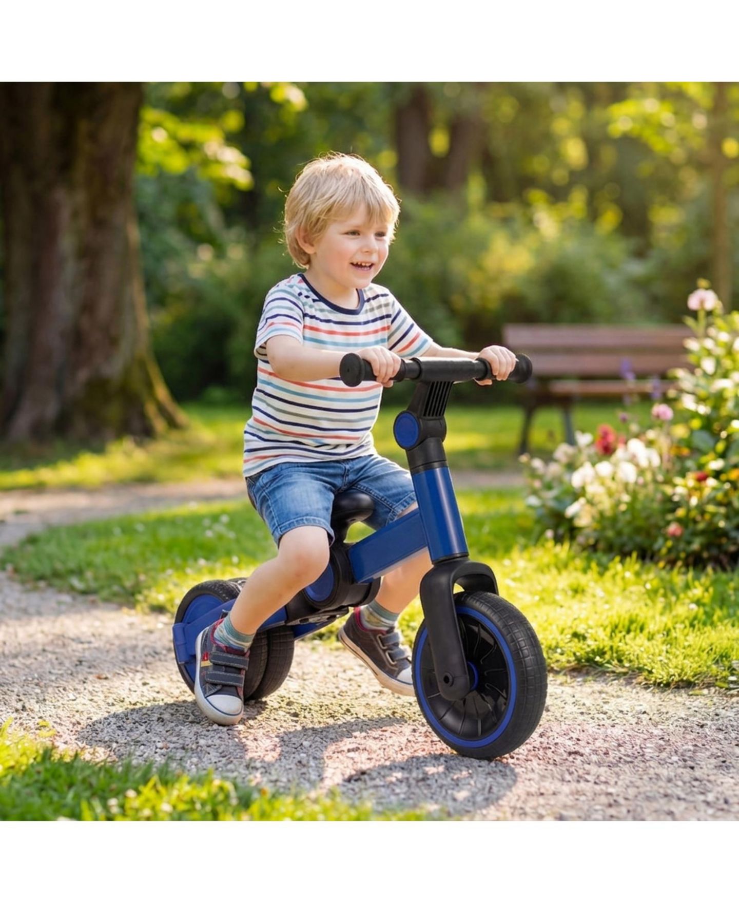 Детская игрушка HONGGE 5-in-1 Toddler Balance Bike with Removable Pedals and Adjustable Handlebar, 66 lb. Capacity, Ages 2-4, цвет: Синий — фото 10