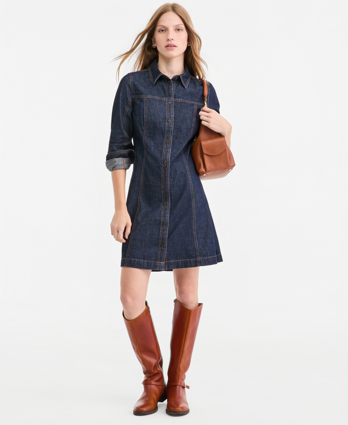 On 34th Women's Denim Long-Sleeve Mini Dress, Macy's Exclusive