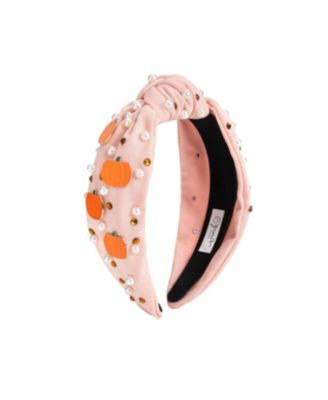 Little and Big Girls Pumpkin Pearl Gemstone Headband