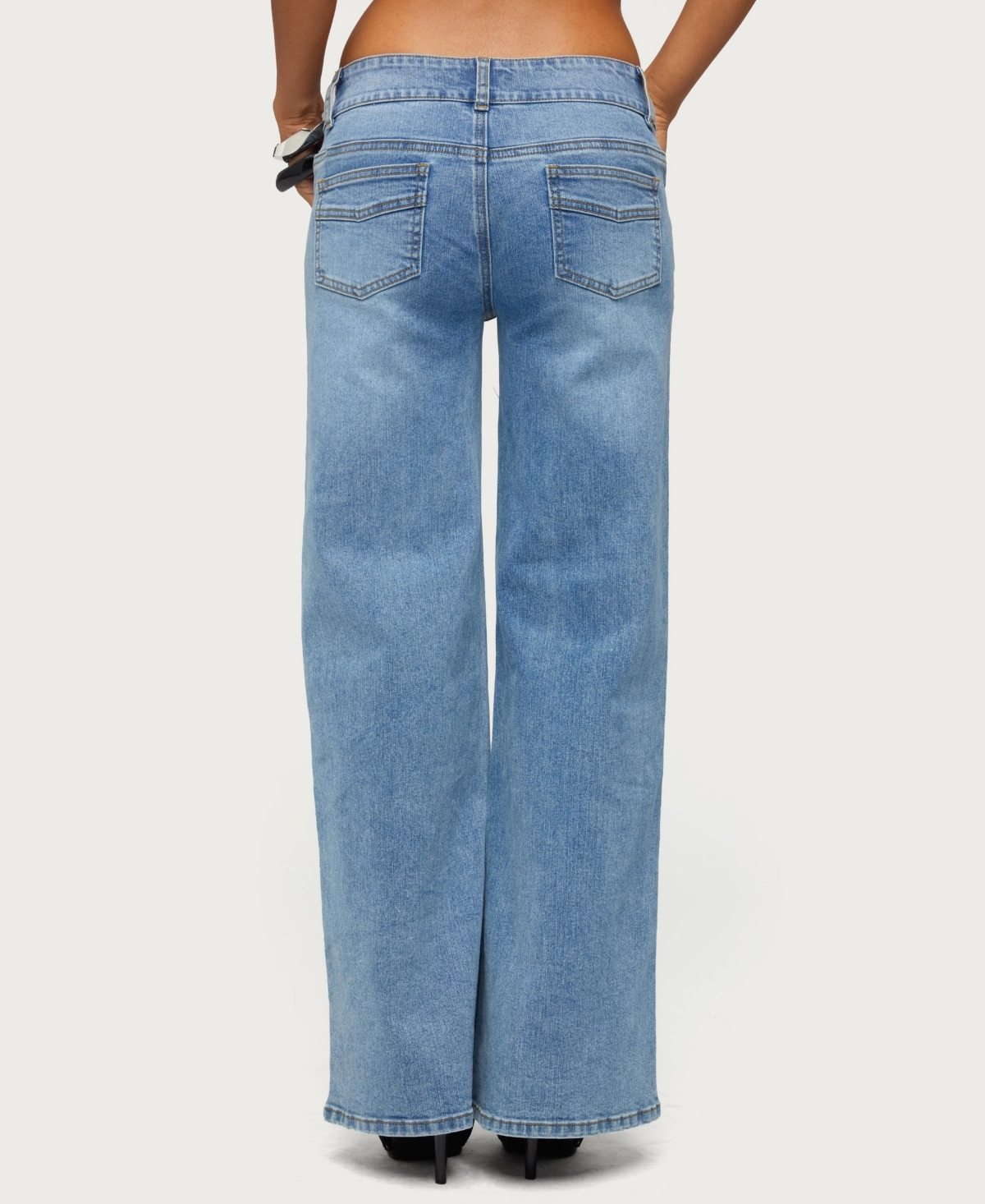 Edikted Women's Dale Low-Rise Straight-Leg Stretchy Jeans, 31" Inseam