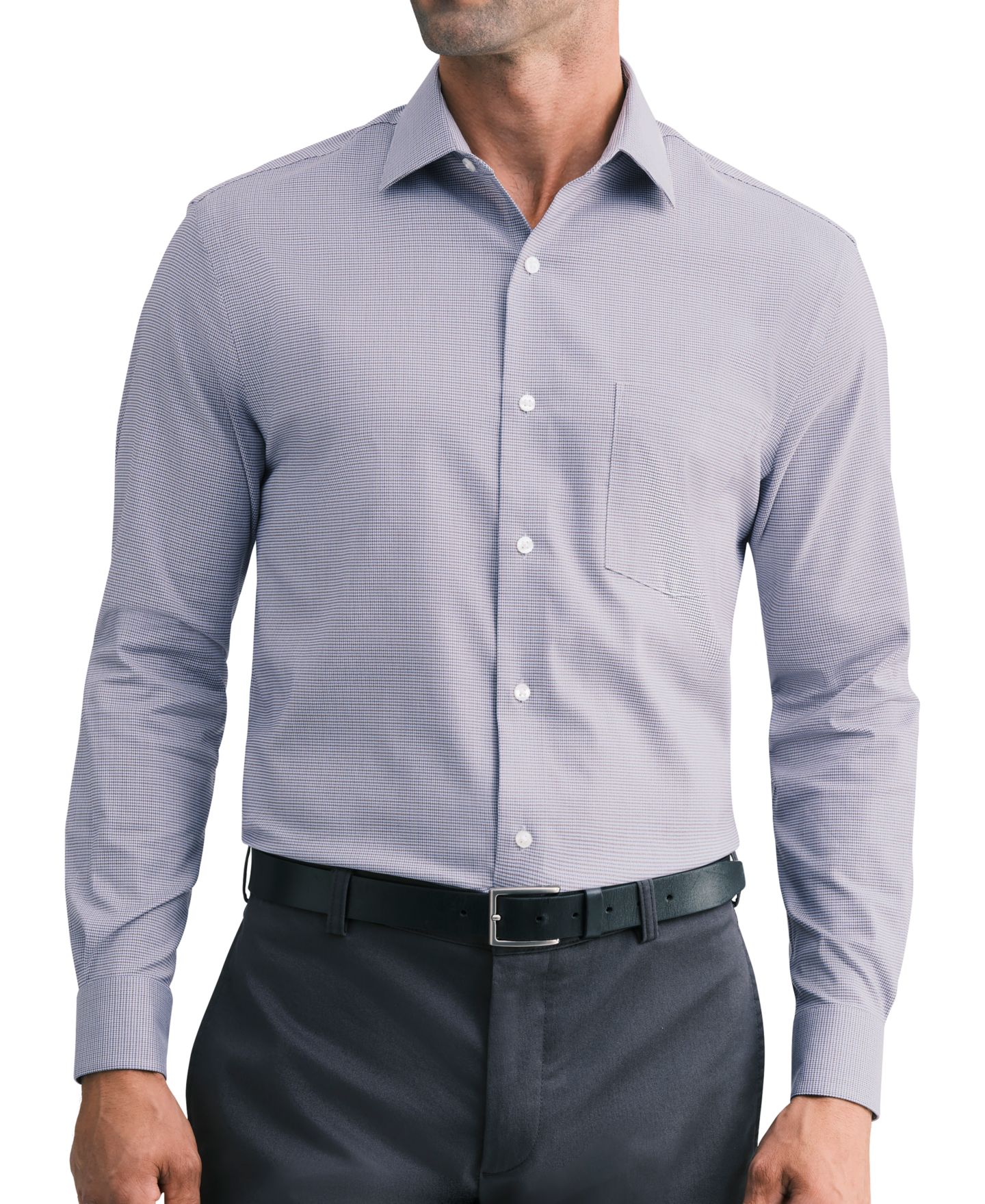 Мужская рубашка Van Heusen Ultra Stretch Wrinkle-Free Dress Shirt, цвет: Коричневый кобальтовый — фото 1