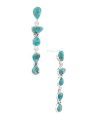 Durango Blue Turquoise and Silver Linear Post Earrings