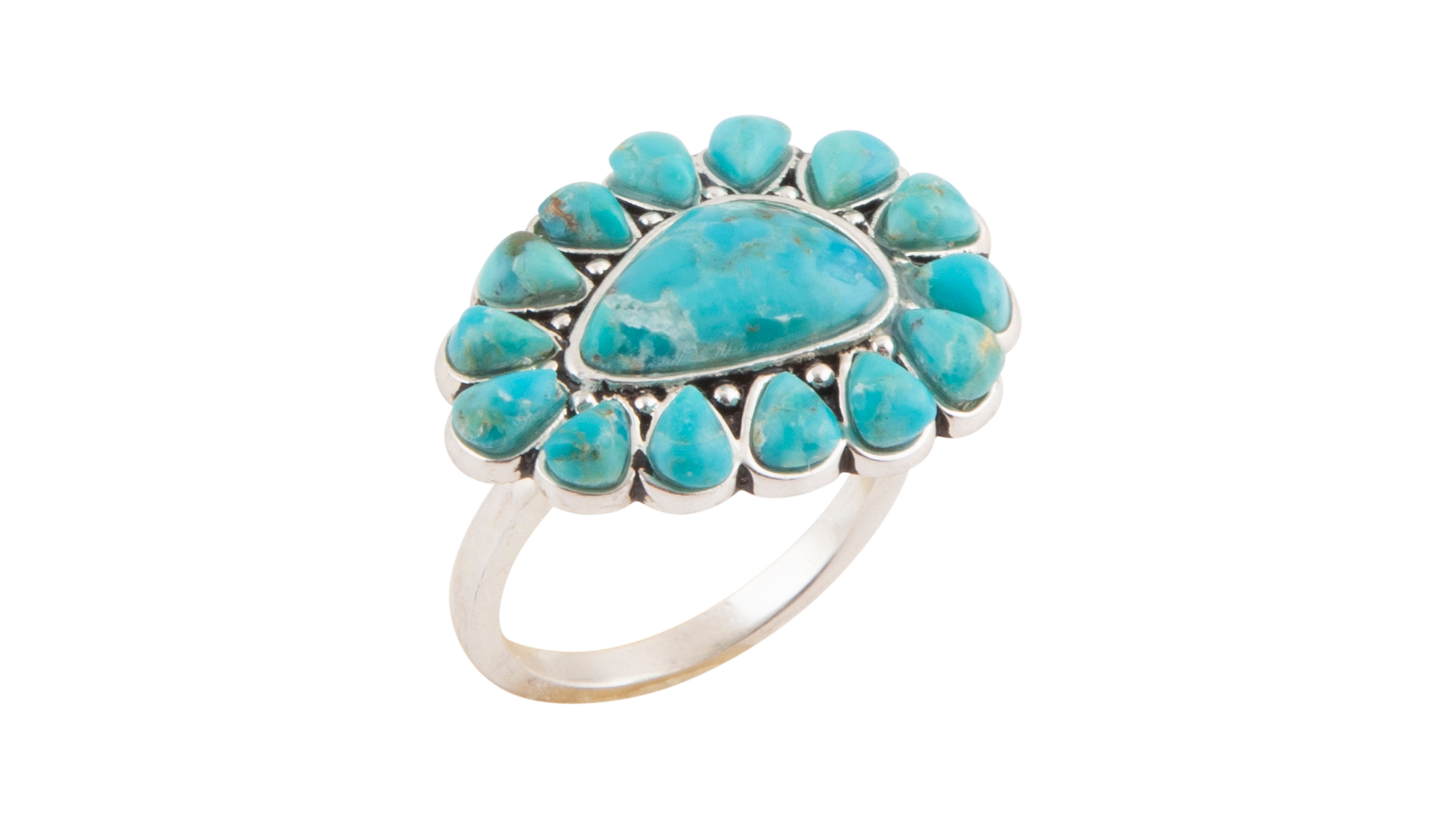 Barse Durango Blue Turquoise Multi-Stone Silver Ring