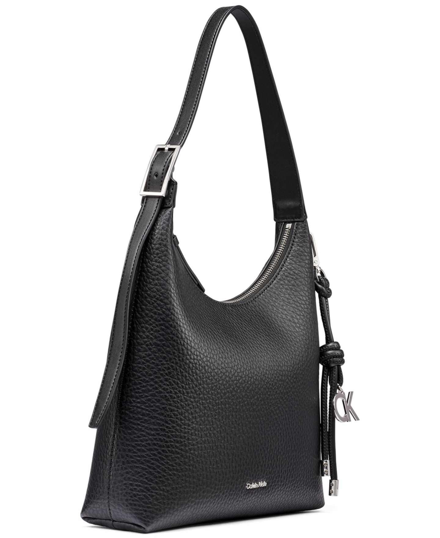 Женская сумка Calvin Klein Erina Zipper Small Hobo Satchel, цвет: Чёрный / Серебряный — фото 3