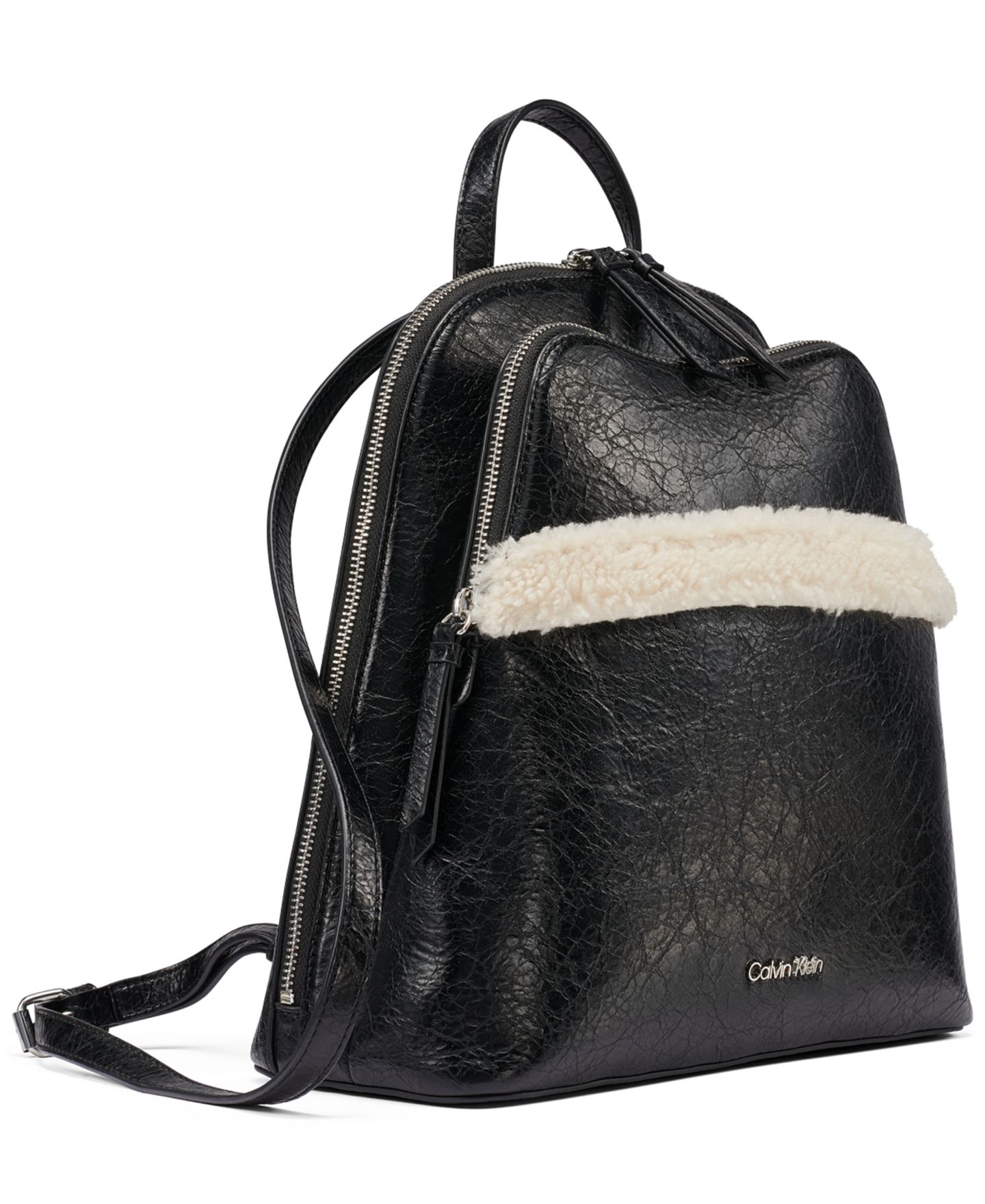 Рюкзак Calvin Klein Sylvie Medium Zip-Top Messenger, цвет: Чёрный / Серебряный — фото 3