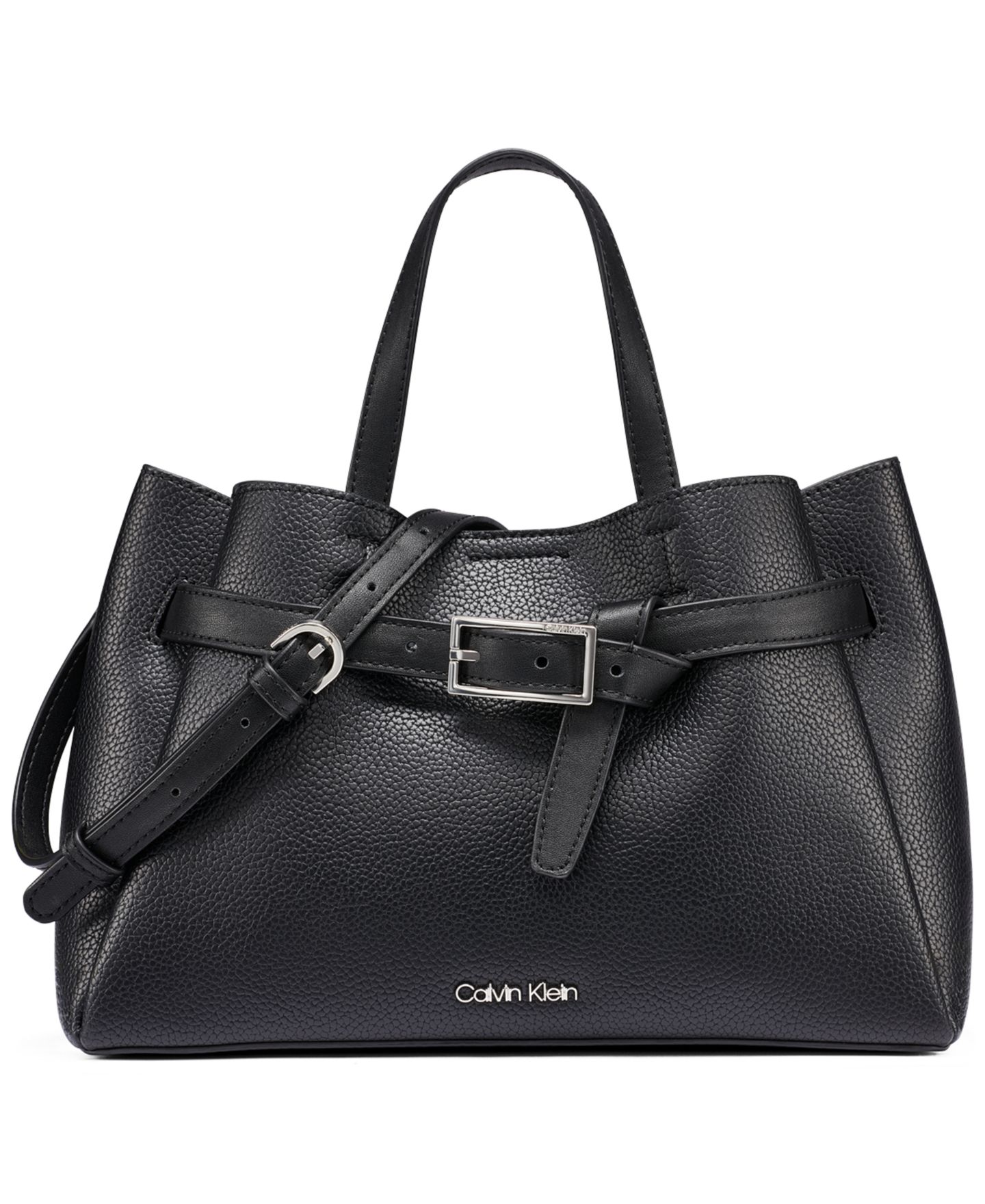 Женская средняя структурная сумка-сэтчел Calvin Klein Quill, цвет: Чёрный / Серебряный — фото 1