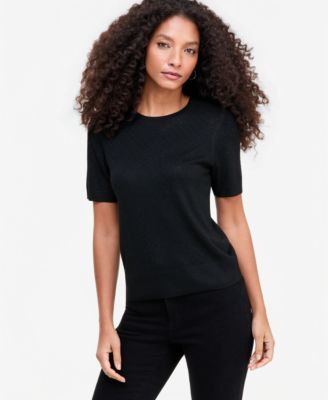 Women's Crystal Embellished Short-Sleeve Crewneck Sweater