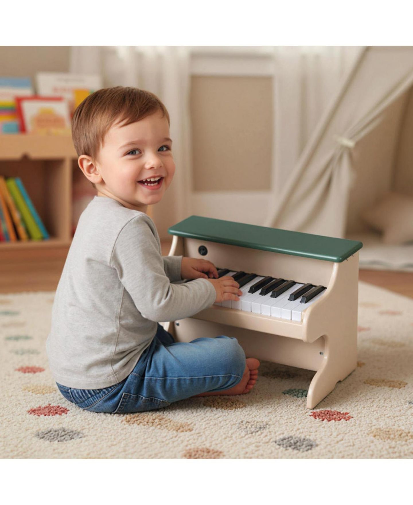 Детские игрушки SUGIFT 25 Keys Wooden Digital Piano Keyboard and Music Stand, 2-Piece Set, Ages 3+, цвет: Зелёный — фото 2