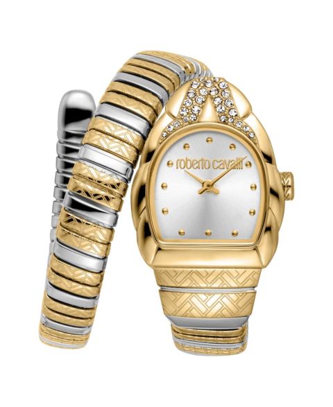 Женские часы Roberto Cavalli Aurora Quartz Two Tone Stainless Steel Bracelet Watch, цвет: Золотой